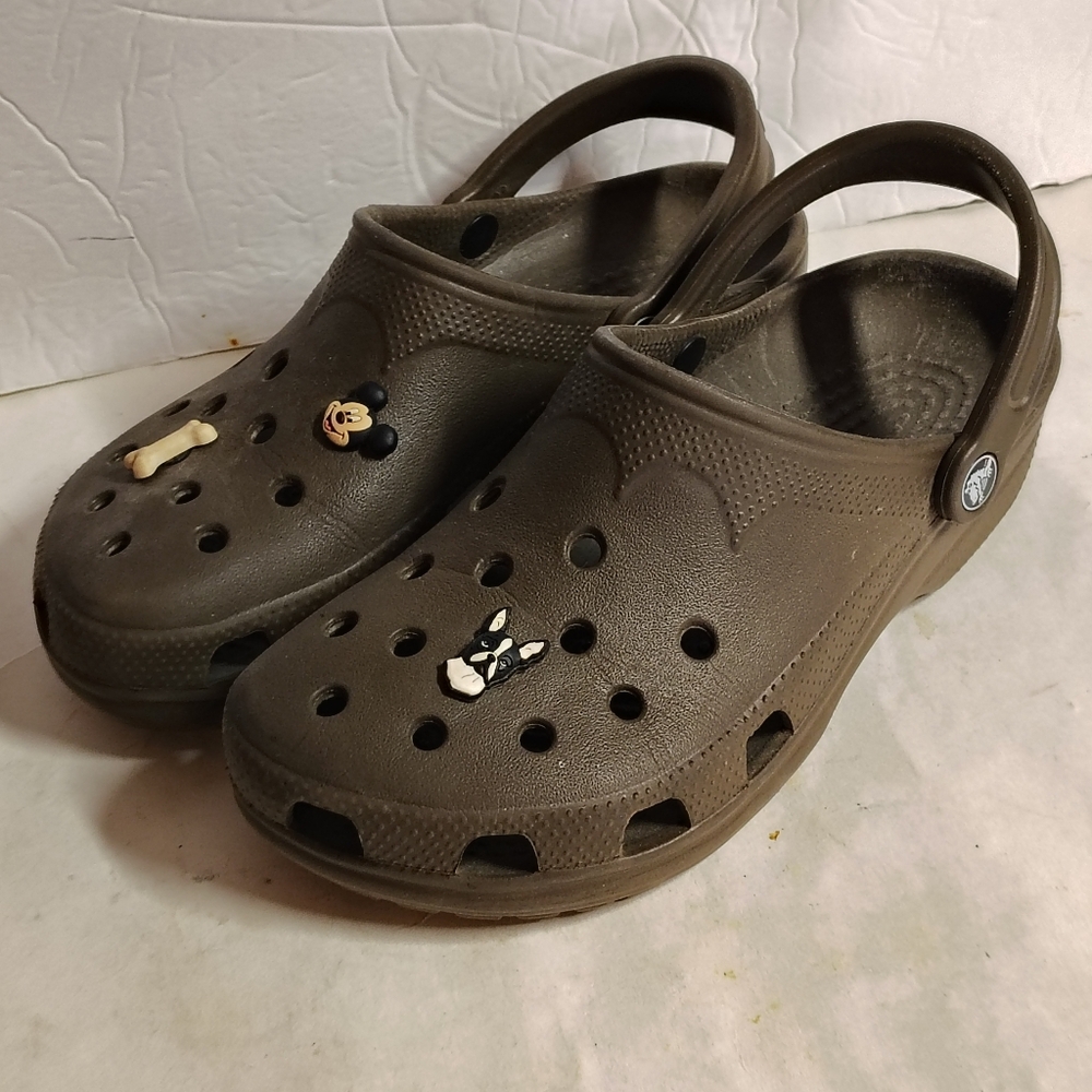Crocs Dark Brown Women's 10-11 Men's 8-9 Unisex Jibbitz